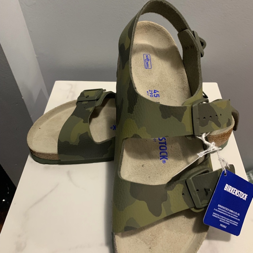 Birkenstock 45 Green Camouflage Sandals